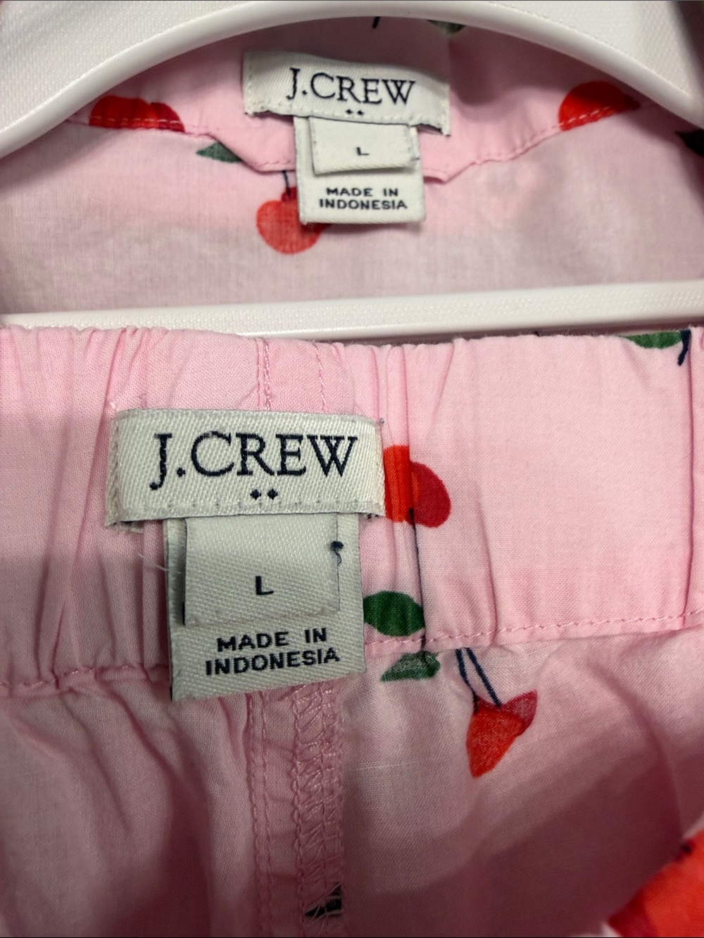 J. Crew Pink Cherry Print Short Pajama Set - Picture 7 of 9